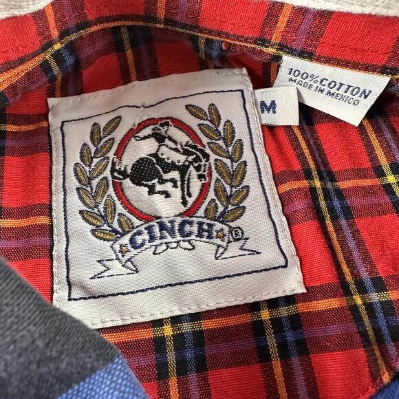 Cinch Shirt Mens Medium Black Purple Tartan Plaid Ripstop Canvas Heavy Western - Picture 3 of 6